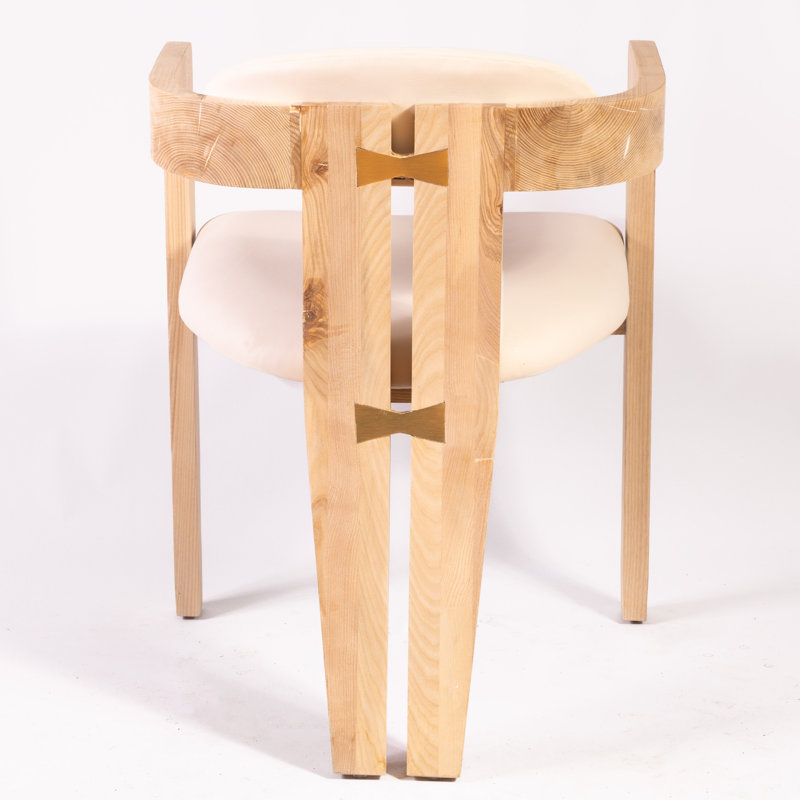 Serena Upholstered Arm Chair, White, Oak 