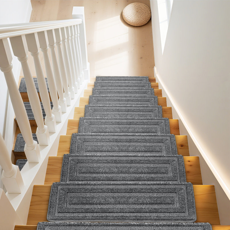 Tapis d'escalier bullnosés antidérapants, Gris, 14