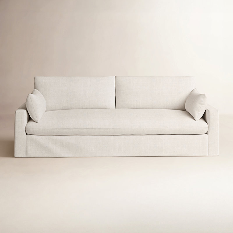 Luna 90'' Slipcovered Sofa, Zuma White Textured Linen