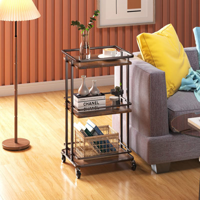3-Tier Wood Metal Rolling Serving Cart by Ebern Designs