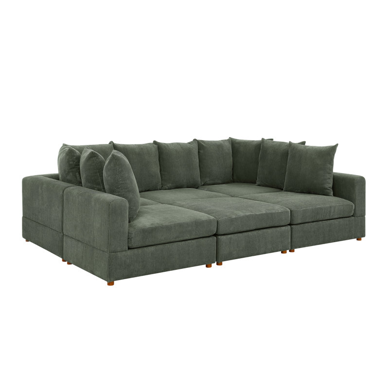 Wade Logan Belandina 6-Piece Corduroy Sectional Sofa