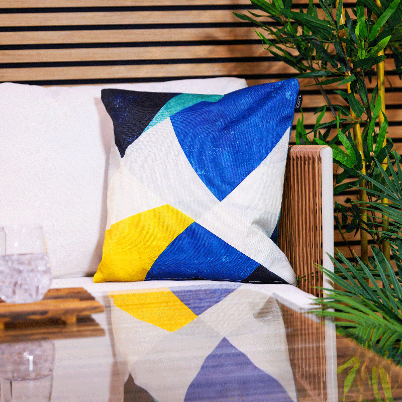 Deck Stripe and Leopard Print Indoor-Outdoor Cushion, Yellow Striped 