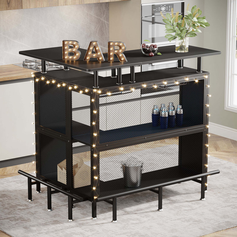 Unité de bar en forme de L 36 po x 48 po avec repose-pieds