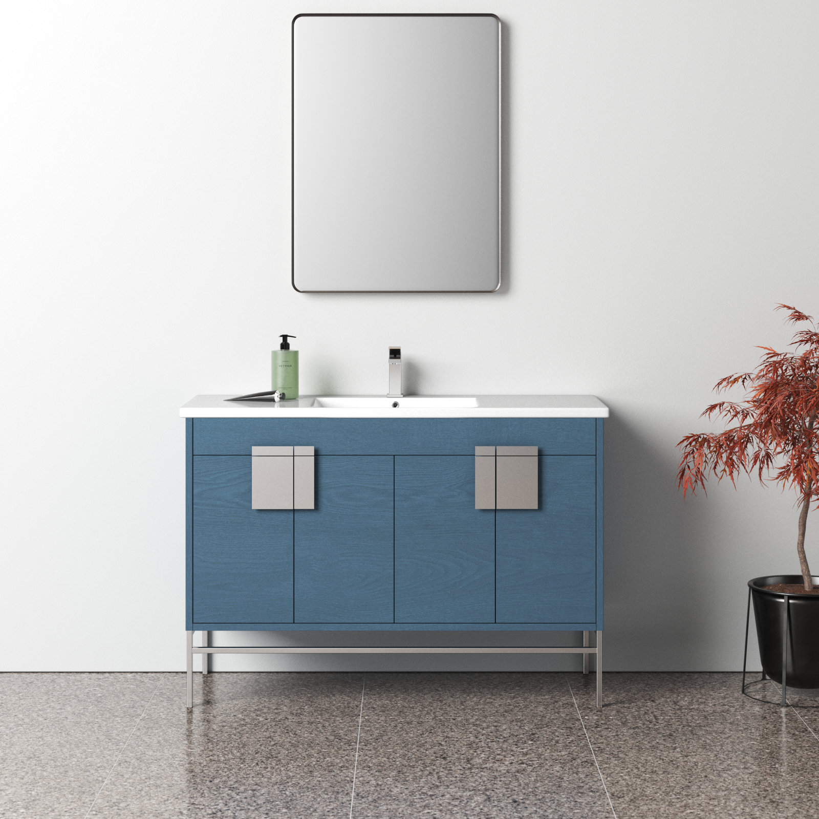 Maisie 48'' Single Bathroom Vanity, Polish Chrome, Blue