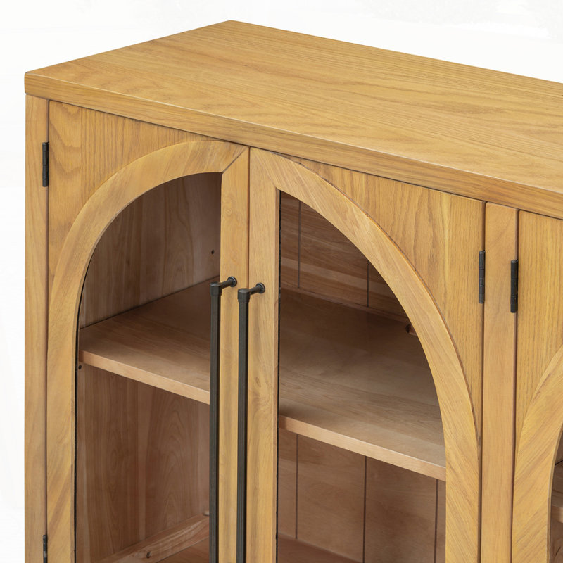 Buffet à 4 portes avec rangement, Bois naturel