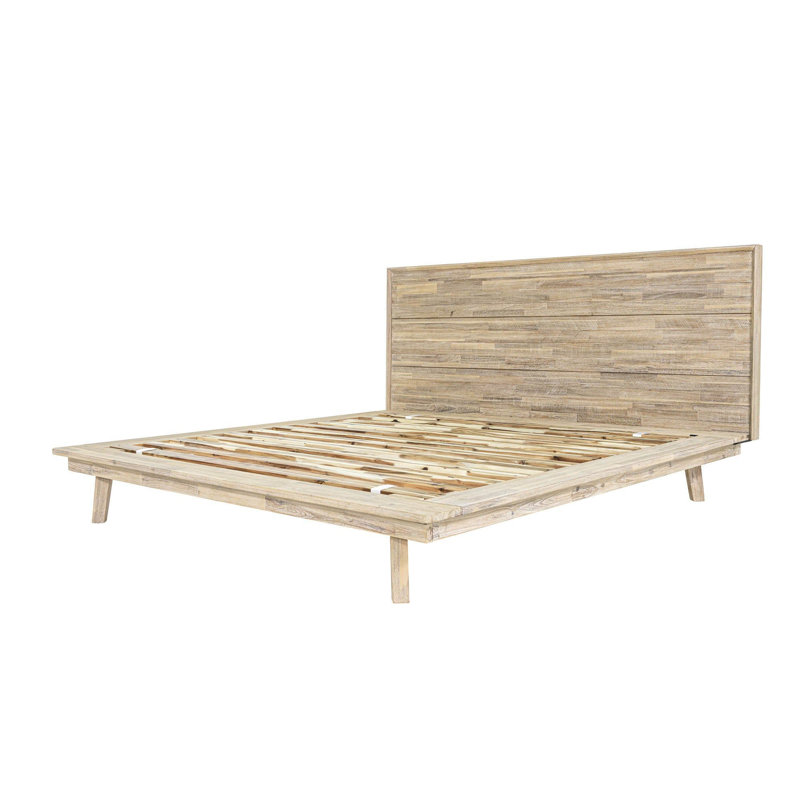 Camiah Acacia Wood Panel Bed, Beige, King