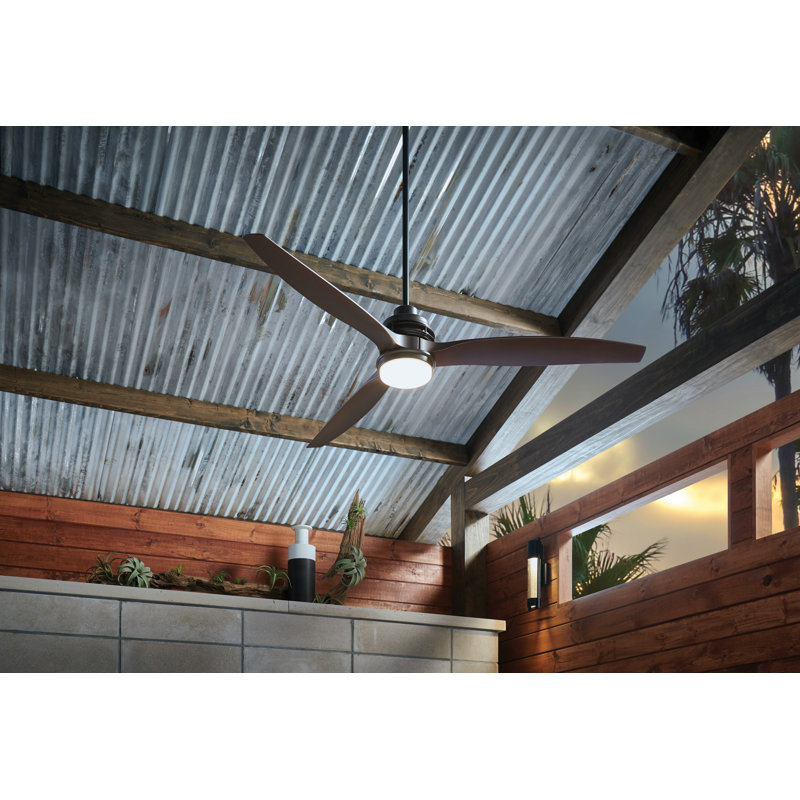 Ventilateur de plafond à 3 pales pour artiste DEL avec commande murale et ensemble d'éclairage Artiste, Bronze mat métallique