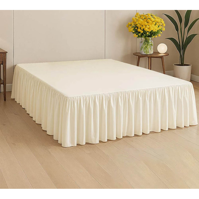 Full Size Ruffled Bed Skirt: 15-Inch Drop, Off White