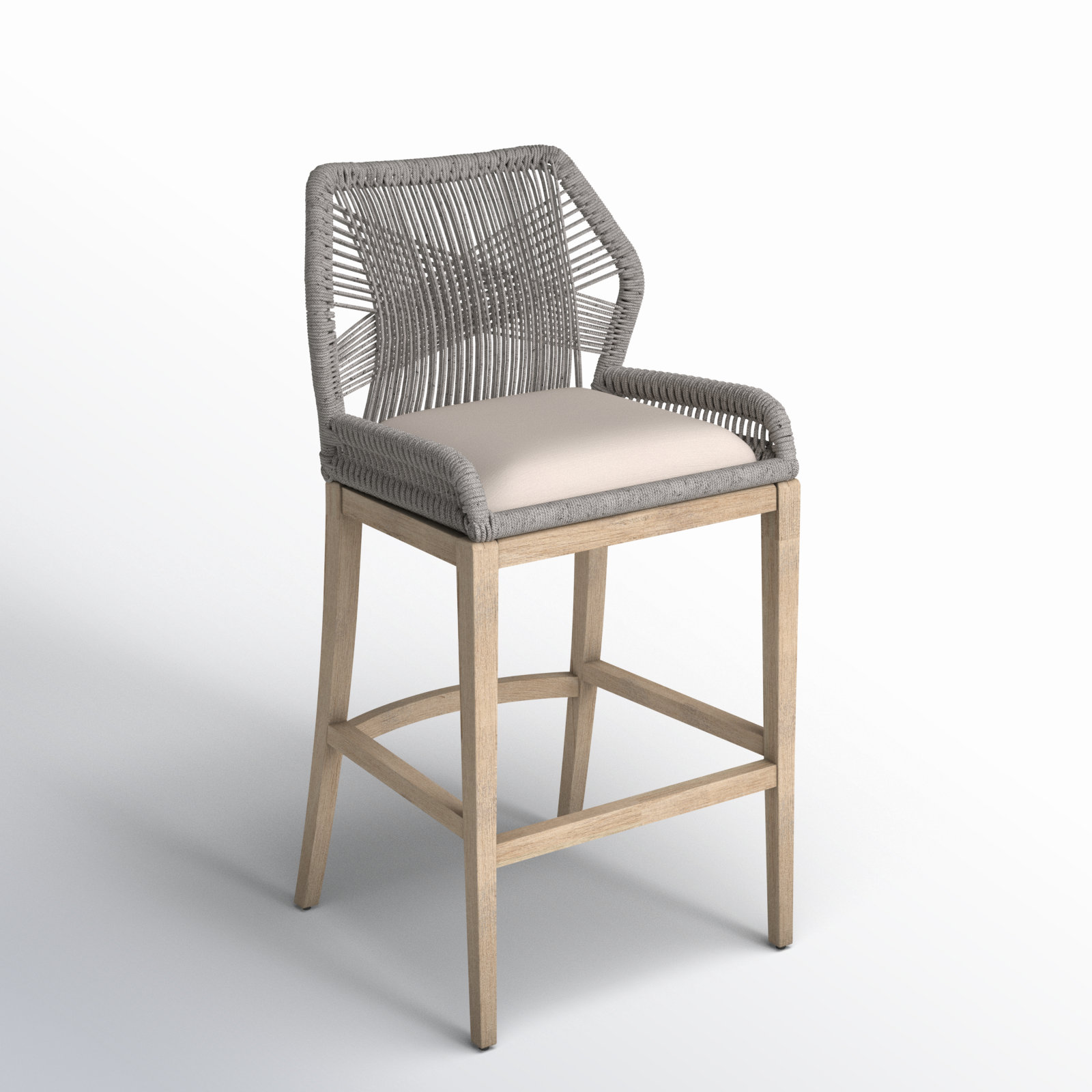 Mitali Bar & Counter Stool, Platinum, Bar Stool (30" Seat Height), Light Gray
