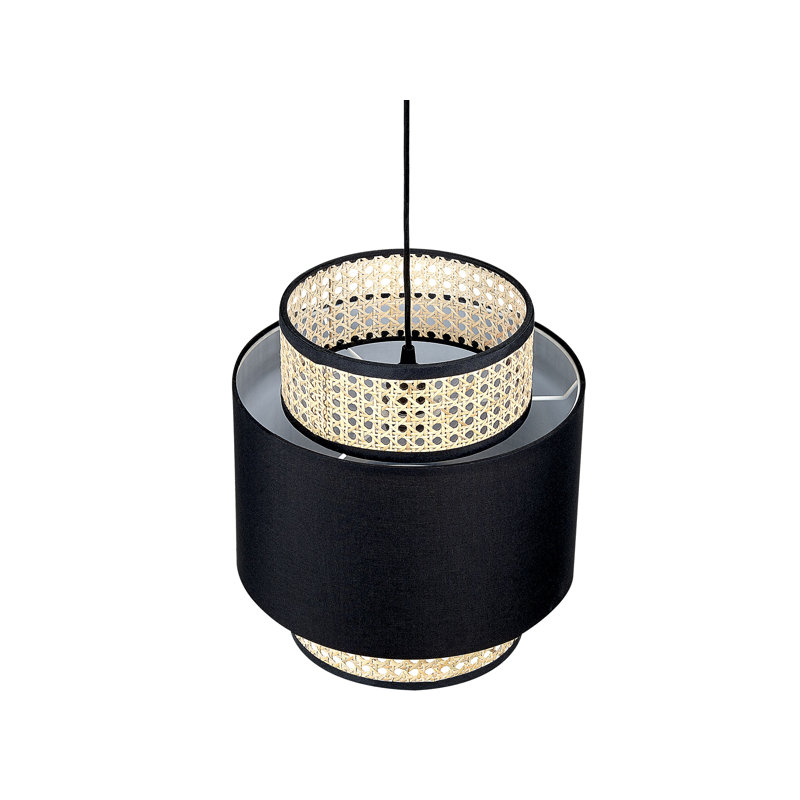 Brumunddal 1 - Light Natural Drum Pendant, Black