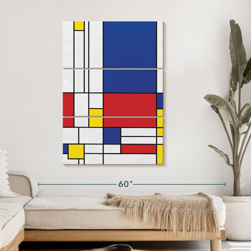 Impression géométrique sur toile géométrique Mondrian II, H 50 po x l 32 po x P 1,25 po