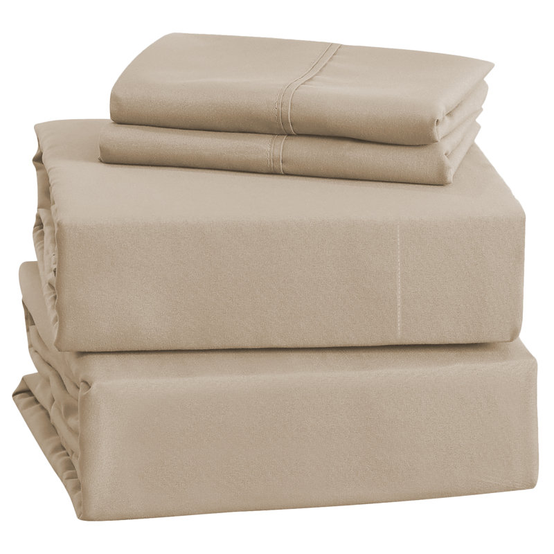 Ensemble de draps en microfibre brossée douce Hotel Luxury avec draps et taies d'oreiller très doux, Crème, crème