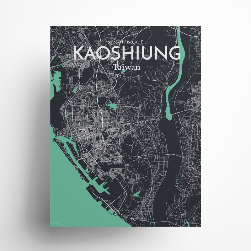Kaoshiung City Map In Dream - No Frame Print, 24cm H x 18cm W x 0.05cm D
