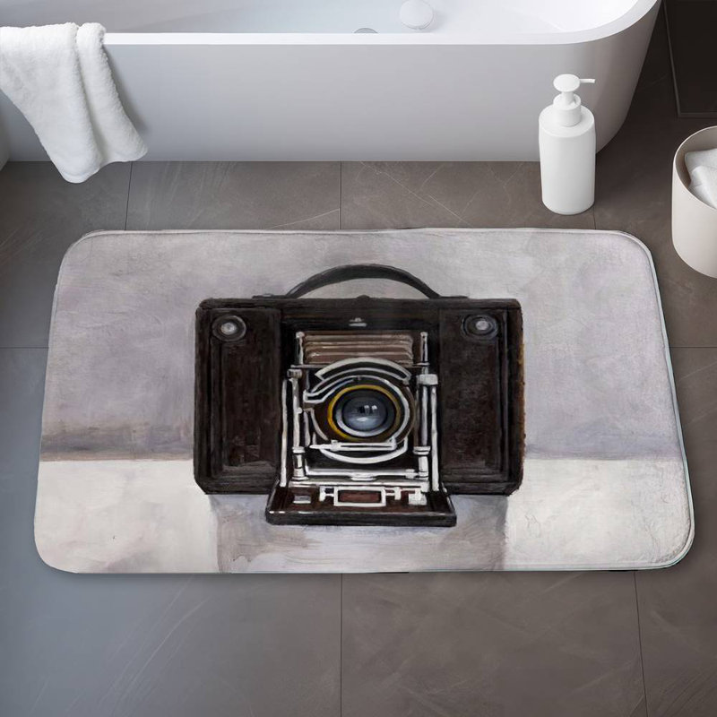 Old camera Bath Mat with Non-Slip Backing - Quick Dry Memory Foam Bathroom Rug - Absorbent - Modern Plush Spa-Style - Machine Washable