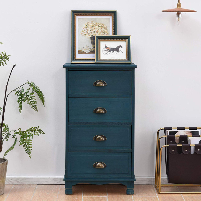 Stockport Solid Wood 45 cm W Chest of 4 Drawers, Blue