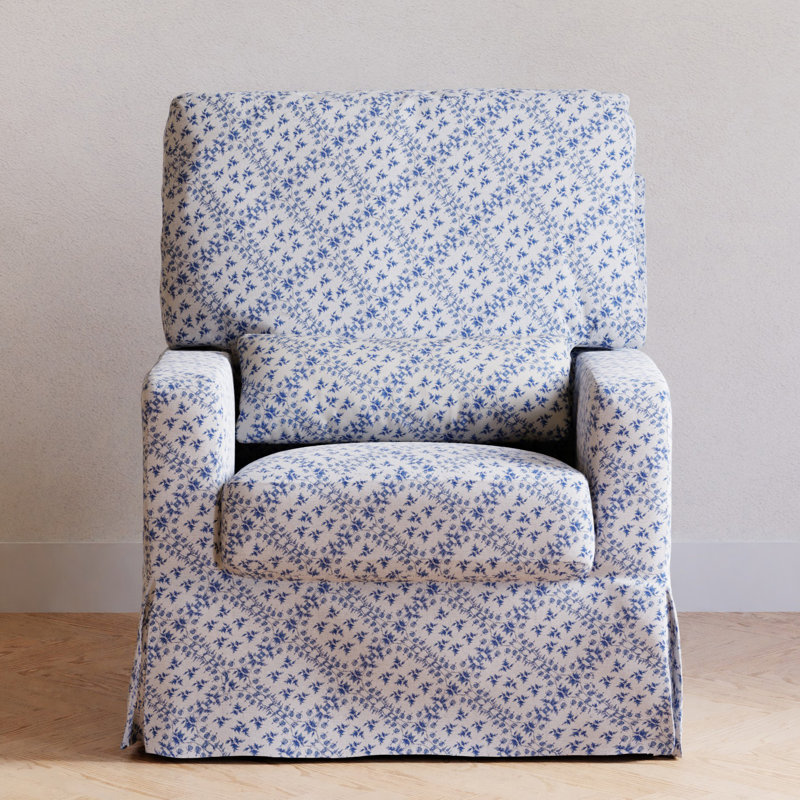 Crawford Upholstered Swivel Glider, Blue