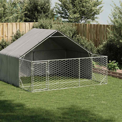 Vidaxl Outdoor Dog Kennel Galvanized Steel Large Durable