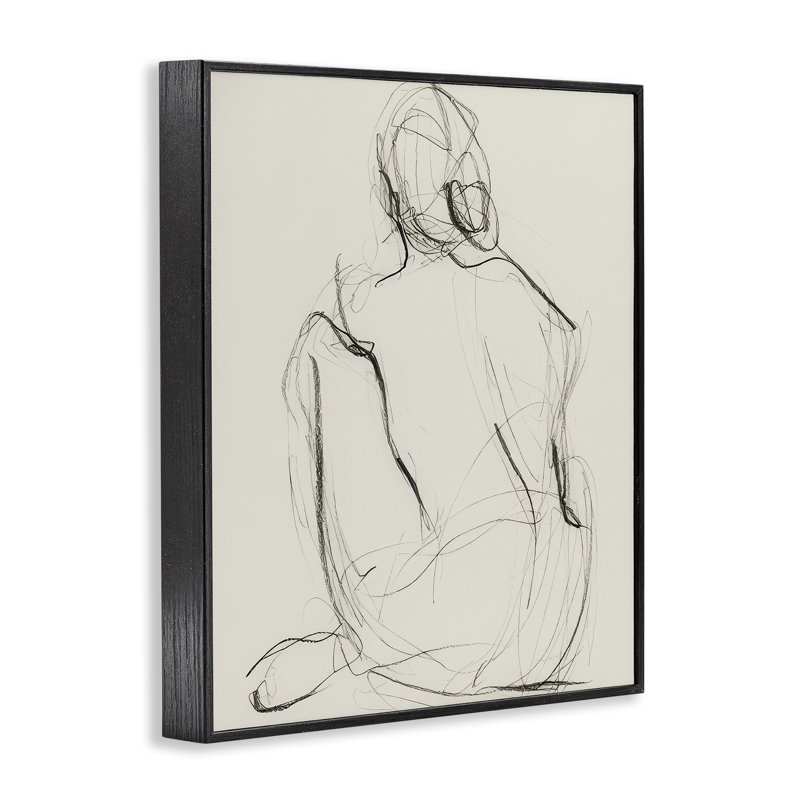 «Nude figure», estampe numérique encadrée par Victoria Barnes bh-714, Giclée encadrée noir minuit, H 14 po x l 11 po