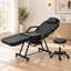 Ensemble de fauteuil inclinable réglable pour salon de tatouage, spa et soins du visage avec 2 plateaux - Noir-1425270869-1529925100