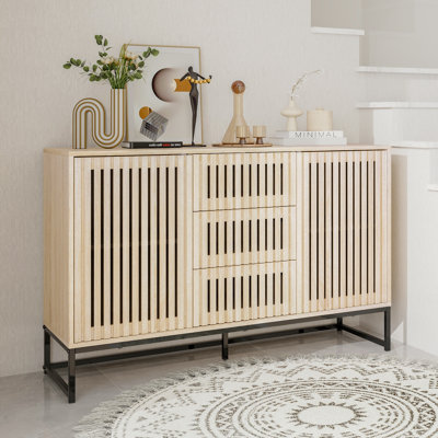 Armoire buffet 47,2 po, armoire à café avec tablettes réglables, armoire de rangement avec 3 portes pour la cuisine, la salle à manger, le salon,