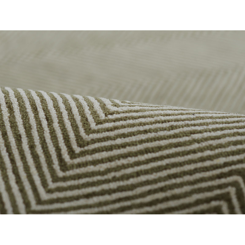 Cerro Chevron Hand Tufted Wool Area Rug in Green, Rectangle 9' x 12'