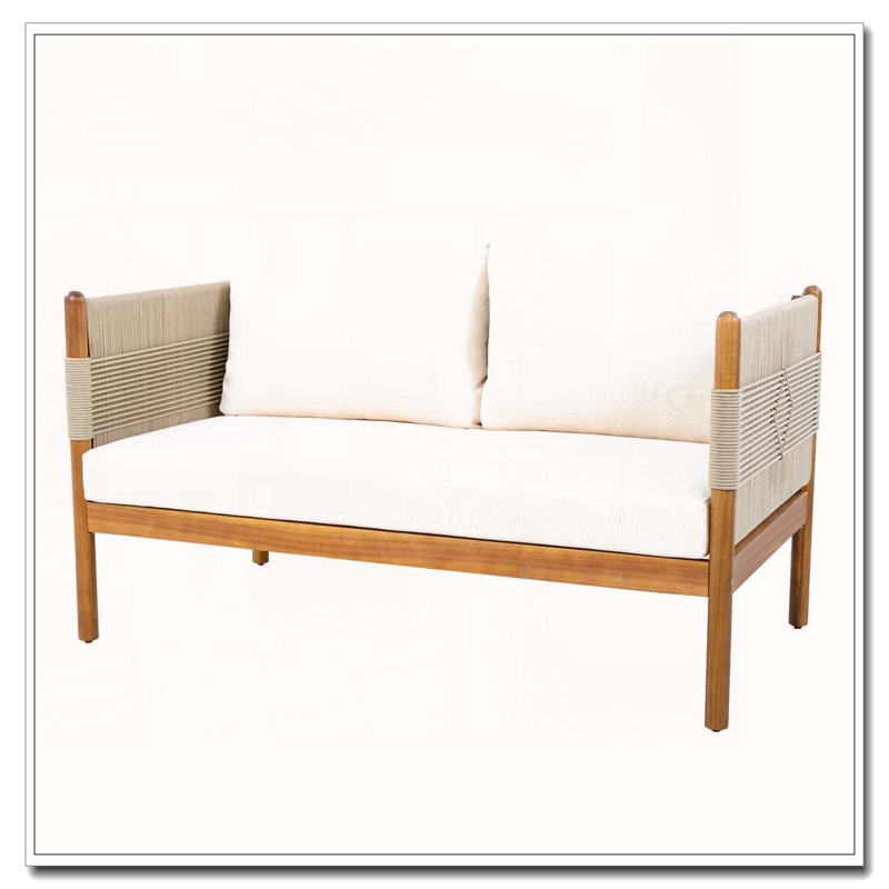 Canapé d'extérieur en bois d'acacia, Beige, crème, teck