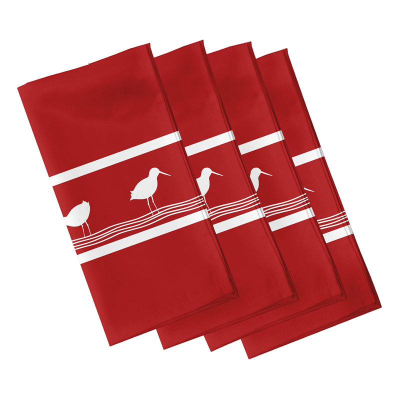 Chauntay Polyester Nautical & Coastal Napkins, Red