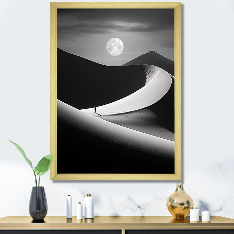 Desert Dreams Oasis III - Art mural désert, Cadre doré simple, H 20 po x l 12 po x P 1 po