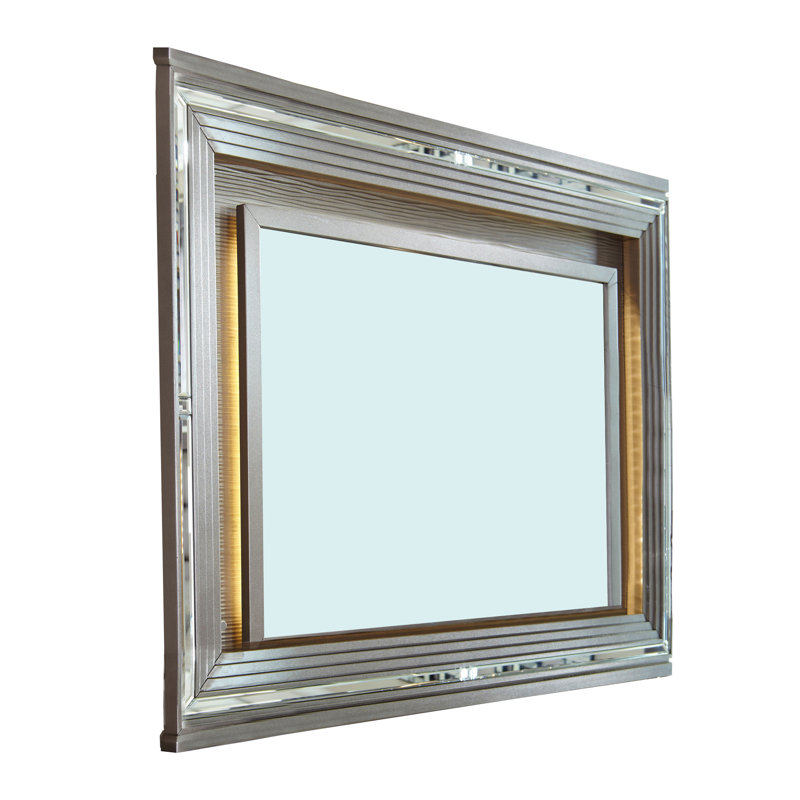 Miroir de commode lumineux en bois