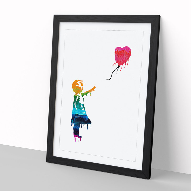 Banksy Balloon Girl - Framed Print, 36cm H x 27cm W x 2cm D, Black