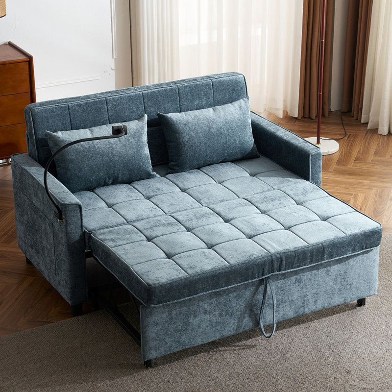 Loveseat Sofa Pull-Out Sofa Bed Sleeper Sofa, Blue