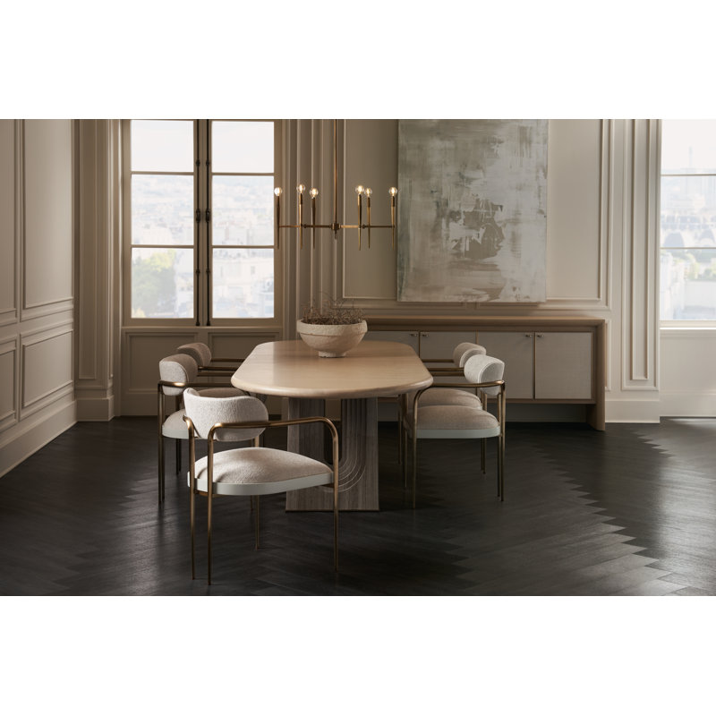 Sun Drenched Oak Extendable Oval Dining Table with Silver Travertine Legs