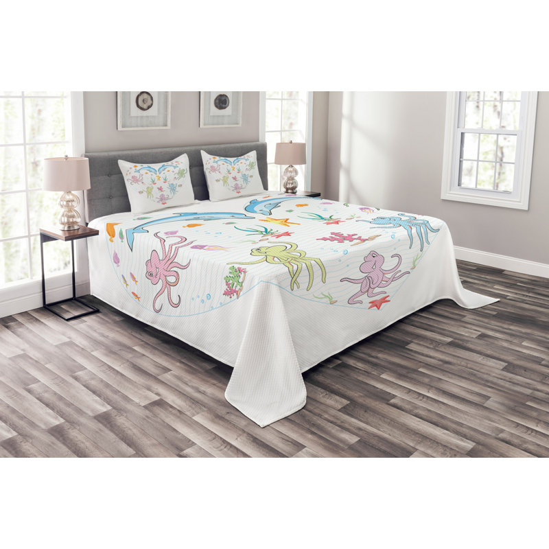 Abler White/Pink/Purple Bedspread Set, 220 x 264 cm