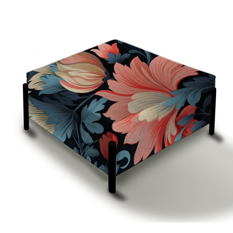 Vivid Botanica Lush Damask - Grand repose-pieds carré damassé