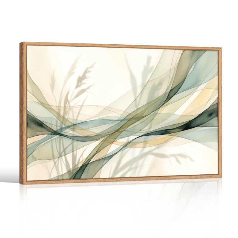 Ensemble de 1 tableau abstrait sur toile « Vagues », 32"H x 48"W, Natural