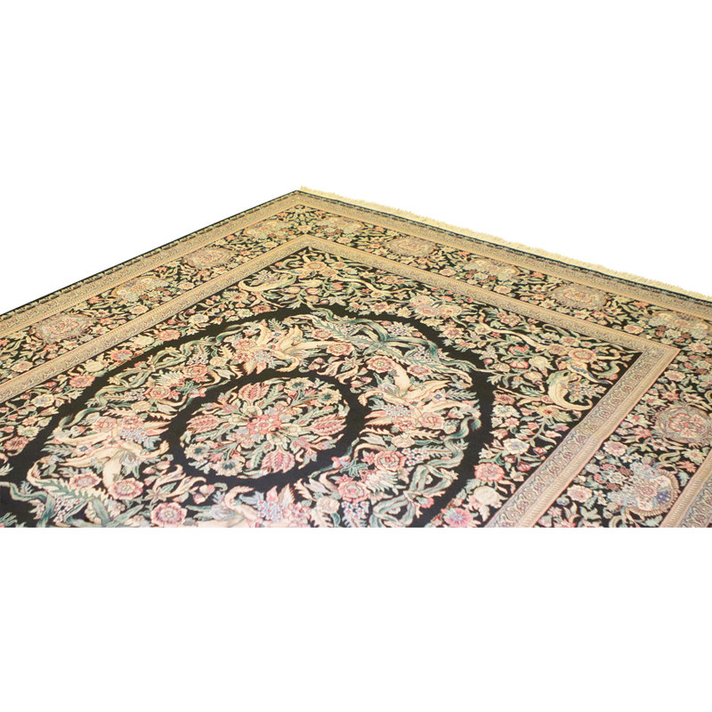 Hand Knotted Wool Oriental Area Rug in Black