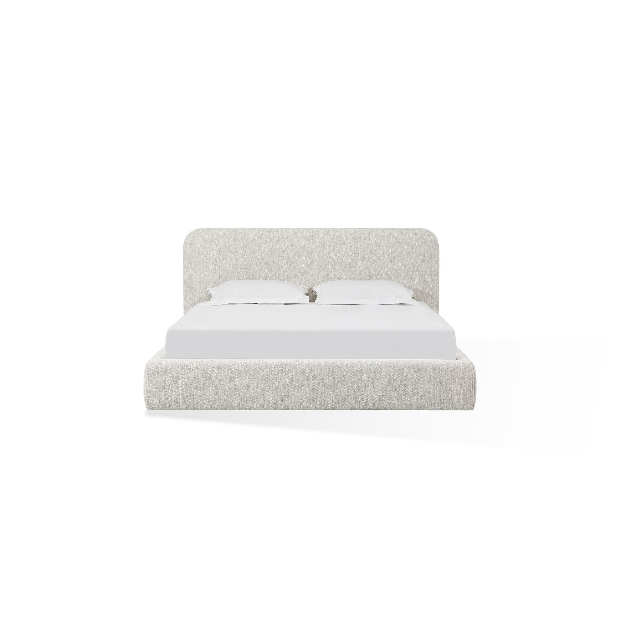 Nori Upholstered Platform Bed, Whitewashed, Queen