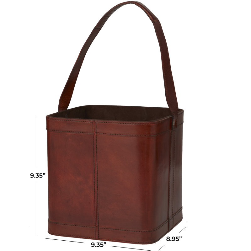 Porte-bouteilles en cuir fait à la main avec 4 bouteilles, H 9,35 po x l 9,35 po x P 8,95 po, Rouge