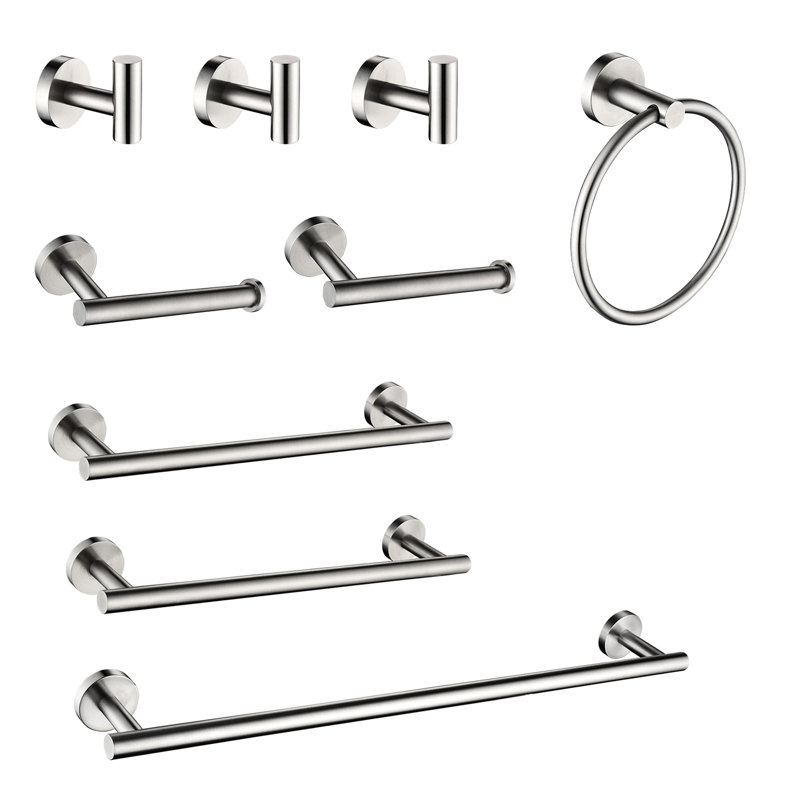 Stainless Steel 9 Bathroom Towel Rack. Matte Black Wall Mount, Modern Quality, Scratch-, Easy Install Procedure Rack In Steel. Feature,