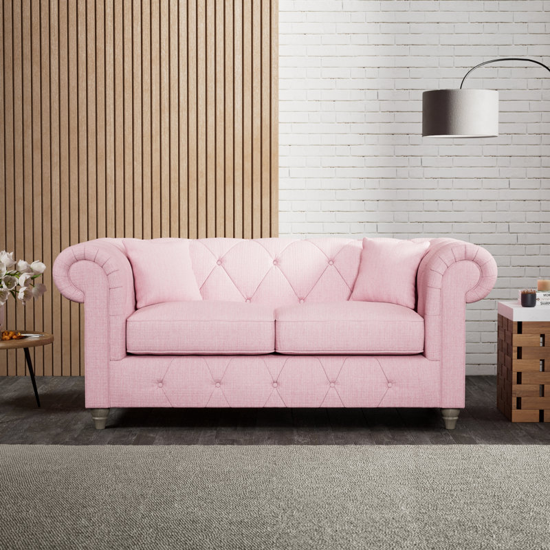 Ellrich 2 Seater Sofa, Pink, Washed Oak