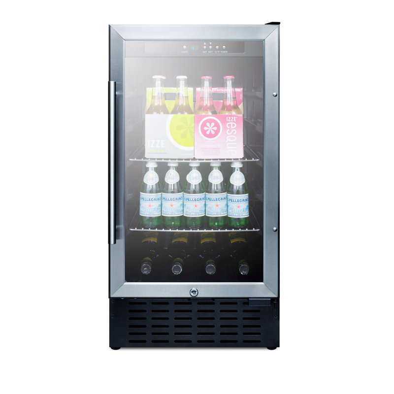 Summit Appliance 17.75'' W Convertible 108 Cans (12 oz.) 2.7 Cubic Feet Beverage Cooler with Reversible Glass Door, Black