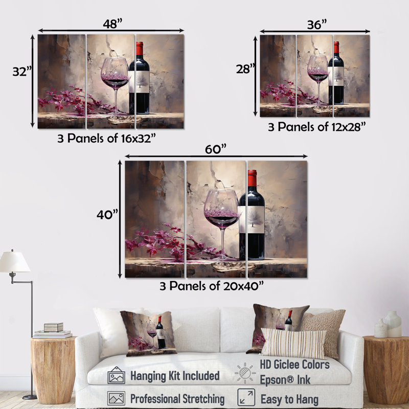 Claret Clarity I - Wine, impression d'art mural, H 32 po x l 48 po x P 1 po