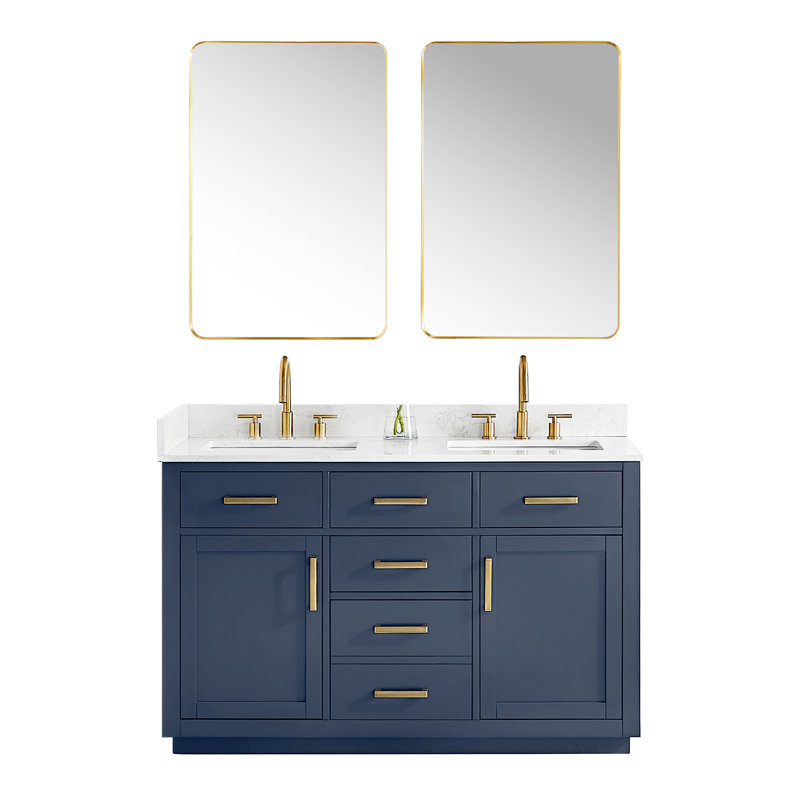 Meuble-lavabo double 54 po avec miroir Dejean, Brun