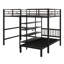 Lit double superposé double au-dessus de simple avec bureau intégré, tablettes et échelle-221955768