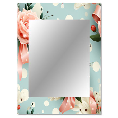Stamatis Pink Romantic Rose And Poka Dot Delight - Polka dots  Decorative Mirror, Graphic Print, Geometric Wall Mirror, Printed Metal Art