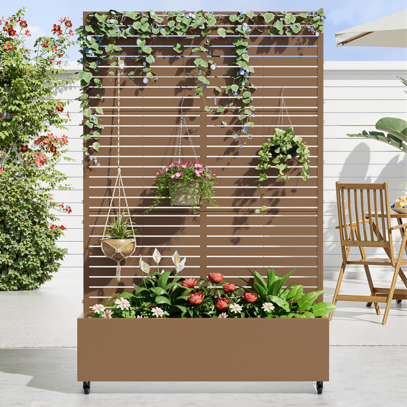 Metal Planter Box, Brown, 182.9cm H x 119.4cm W x 40.6cm D