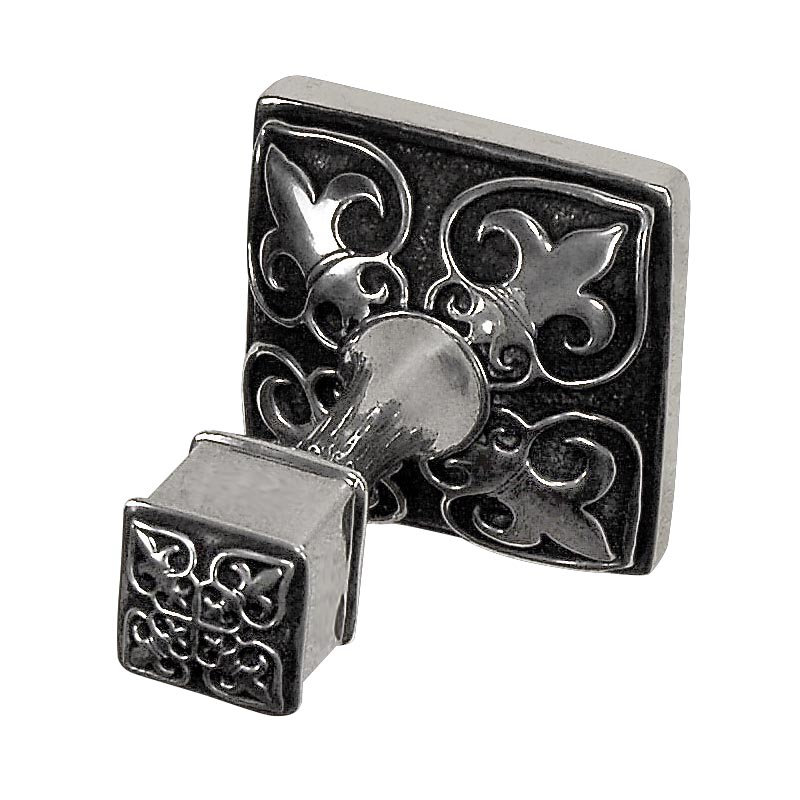 Fleur De Lis Single Robe Hook, Antique Silver