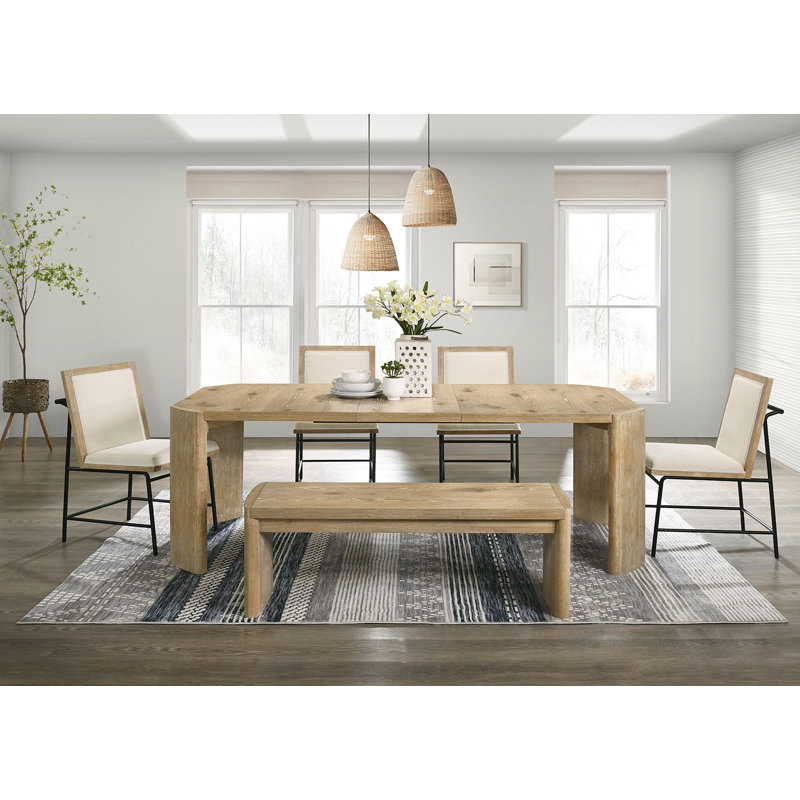 84" W Contemporary Dining Table, Oak