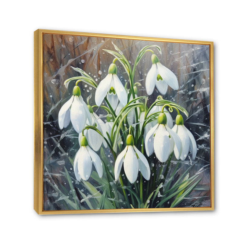 Snowdrops Floral Serenity II, H 36 po x l 36 po x P 1,5 po, Cadre flottant doré