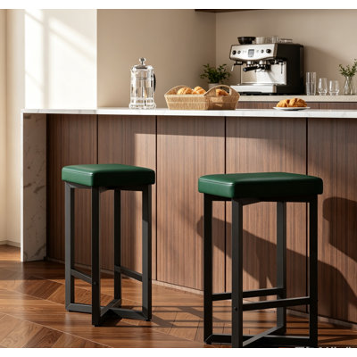 Tabourets de bar de 61 cm (24 pouces) de hauteur comptoir, tabourets modernes en métal et similicuir avec base robuste en forme de X et assise imperméable pour îlot de cuisine, salle à manger et pub